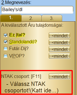 Egy Áru NTAK csoportbesorolása
