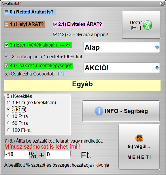 Termékek sorozatátárazására szolgáló modul