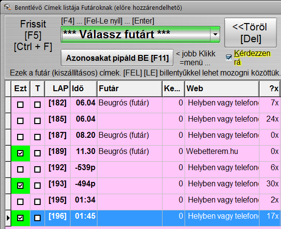 futár-címlista